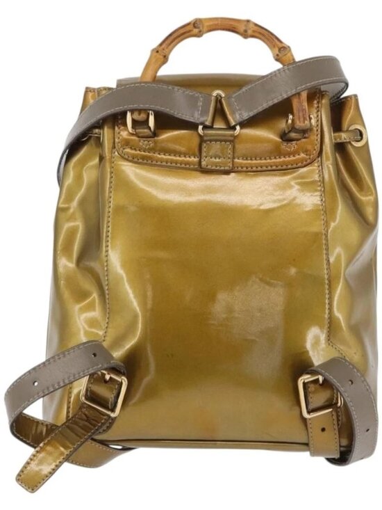 GUCCI Bamboo Backpack Patent leather Gold Tone 003 1705 0030 Auth ka2998 main image 10